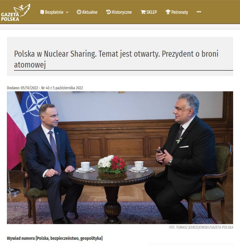 Польша обсуждает с США возможность размещения ядерного оружия на своей территории