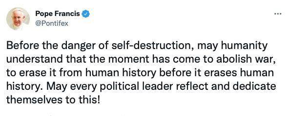 Папа Римский про войну в Украине