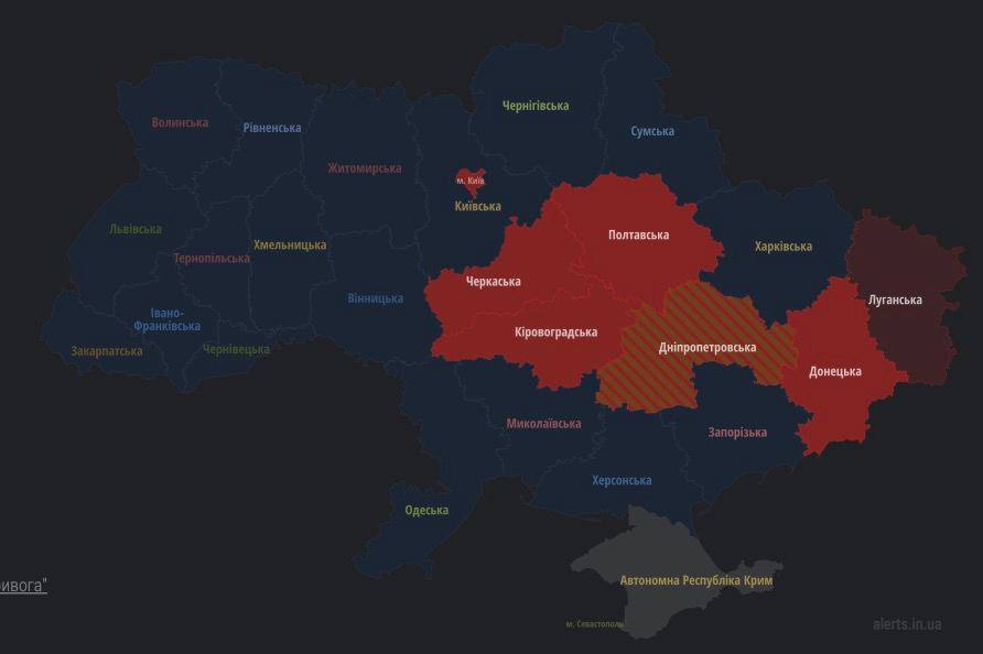 Воздушная тревога в Украине 24 июля 2022 года