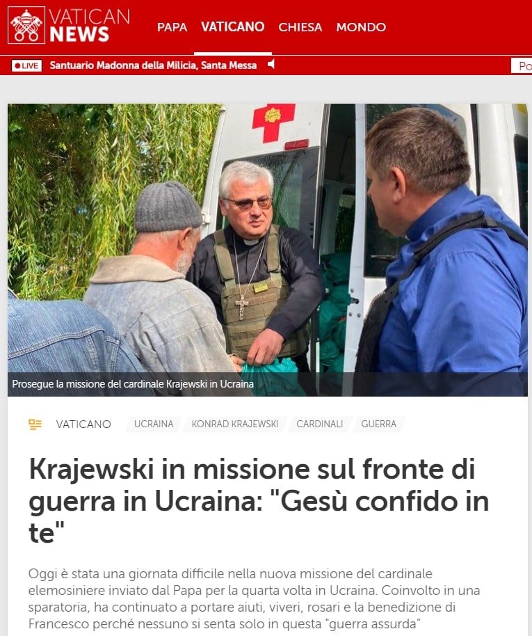 Кардинал Ватикана попал под обстрел в Украине