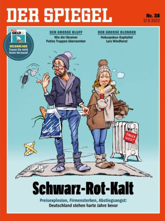 Издание Der Spiegel на обложке свежего номера опубликовало карикатуру, которая говорит о том, что Германию ожидают тяжелые годы из-за энергетического кризиса и экономической депрессии