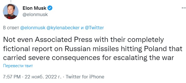 Скриншот из Твиттера Илона Маска