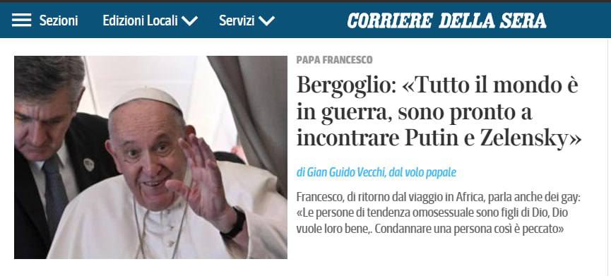 Папа римский заявил, что открыт для встреч с Зеленским и Путиным