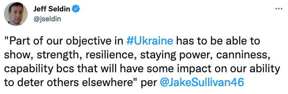 В Белом доме назвали цели США в Украине. Скриншот из твиттера
