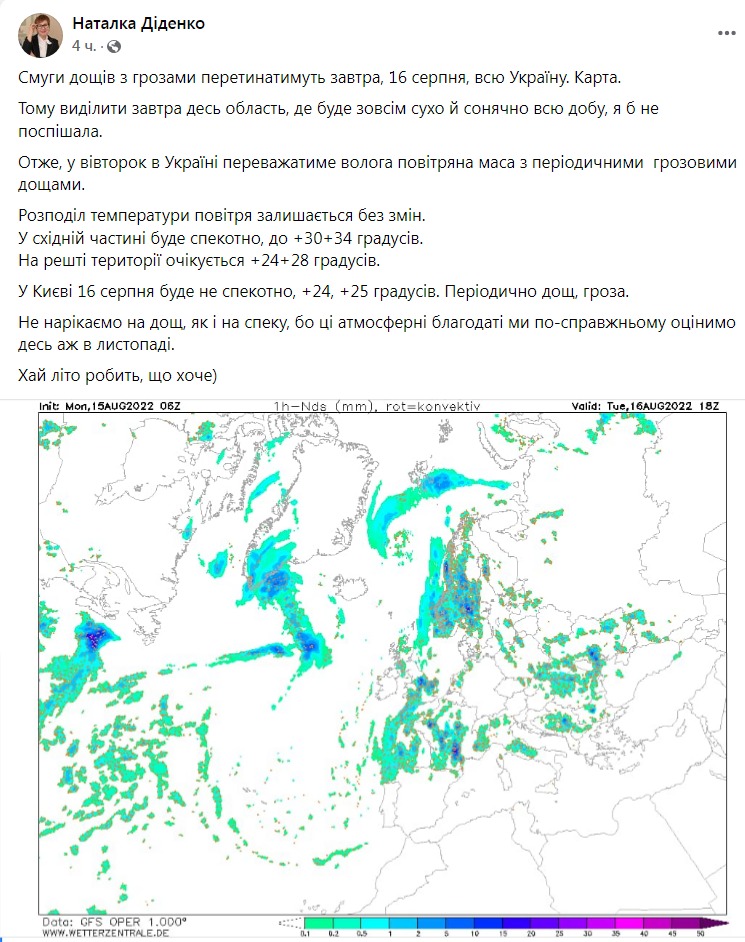 Скриншот из Фейсбука Натальи Диденко