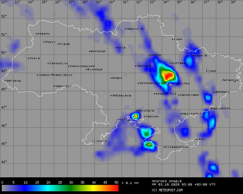 карта дождей