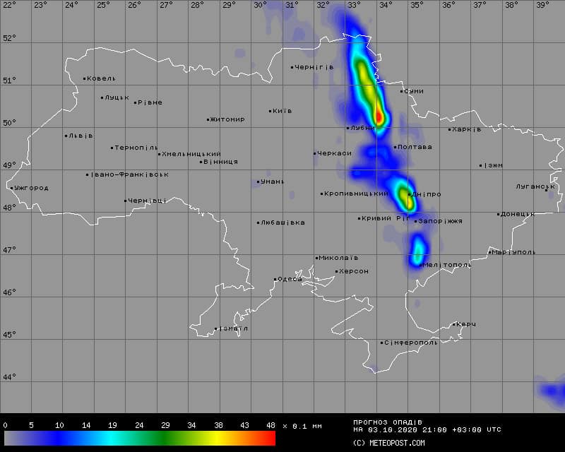 карта дождей