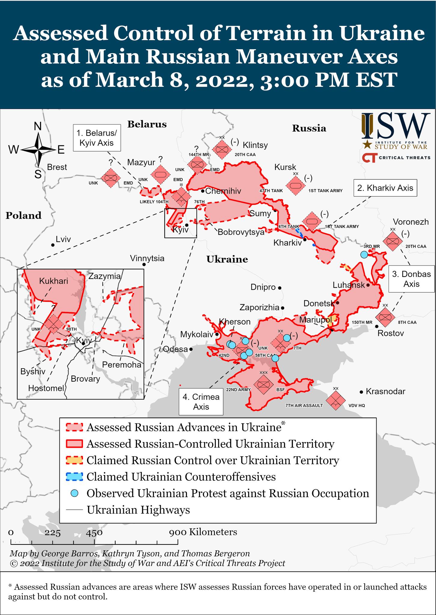 Карта боевых действий 9 марта. Скриншот