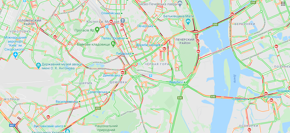 Пробки в Киеве - Google Maps