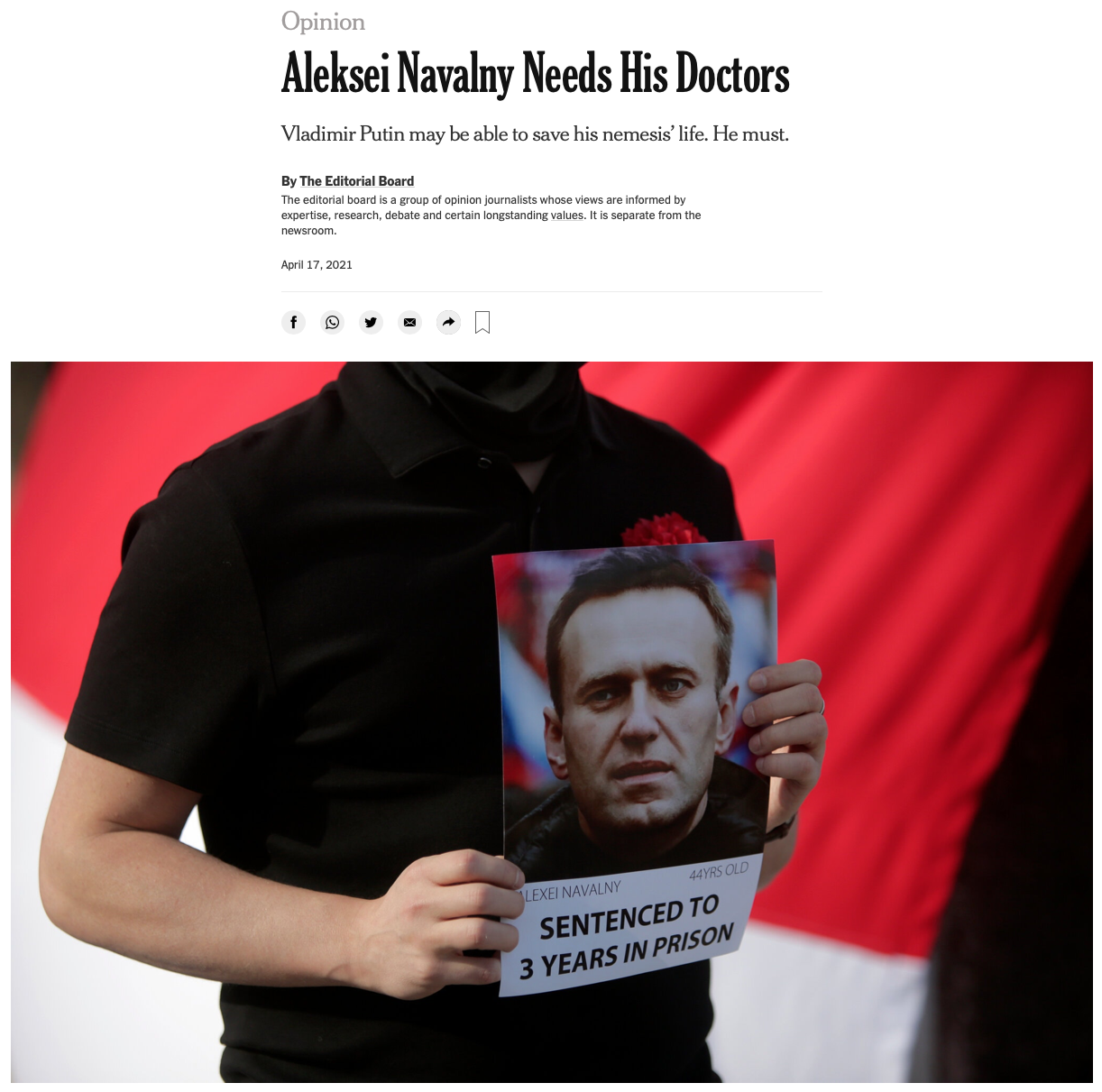 The New York Times о Навальном