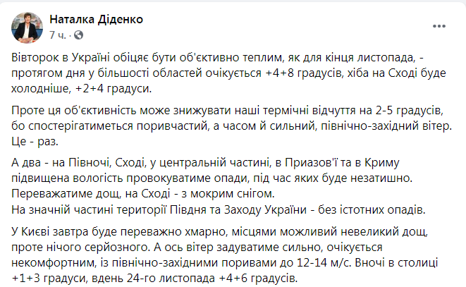 Скриншот из Фейсбук Натальи Диденко.