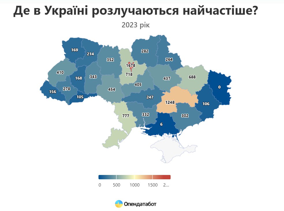 Разводы в Украине по регионам