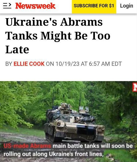 Танки Abrams поздно доставили в Украину