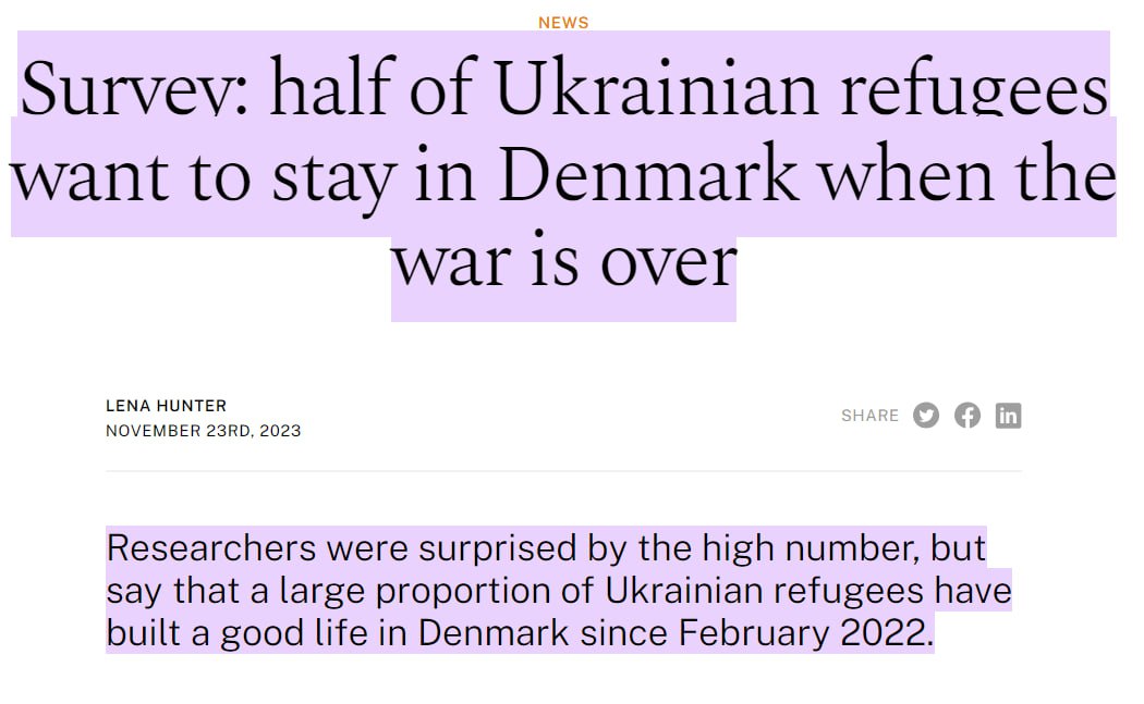 Половина украинских беженцев в Дании хотят остаться