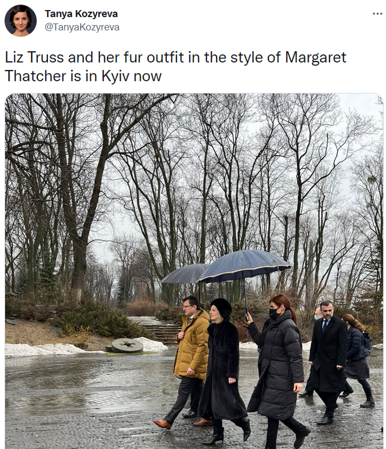 Лиз Трасс прибыла в Киев в мехах