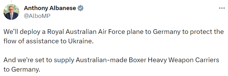 Австралія відправить до Німеччини літак-розвідник для контролю допомоги Україні