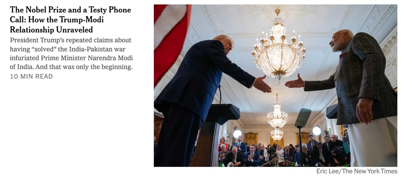 Снимок заголовка на nytimes.com