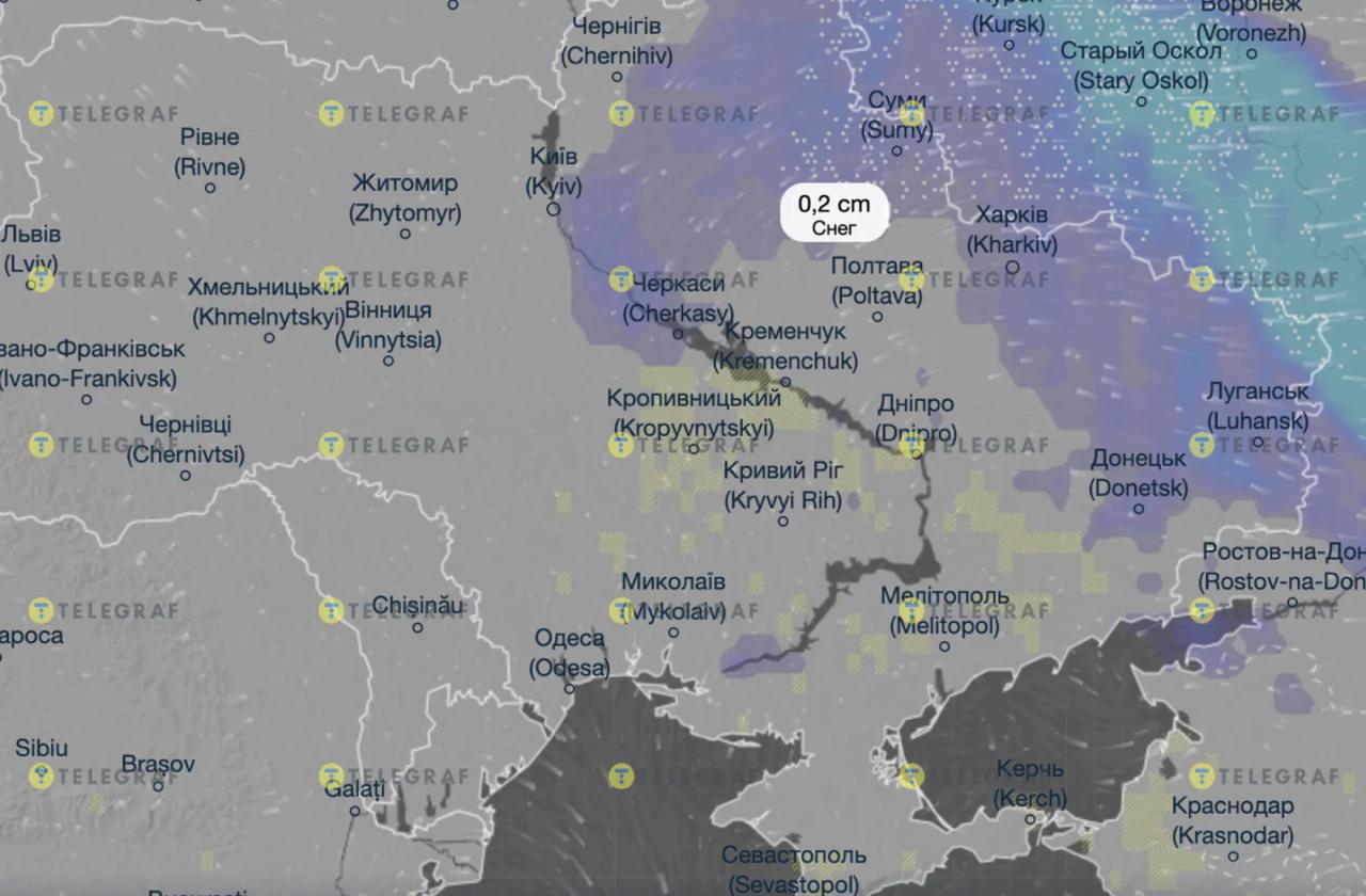 Карта погоды Украины. Источник &ndash; ventusky.com