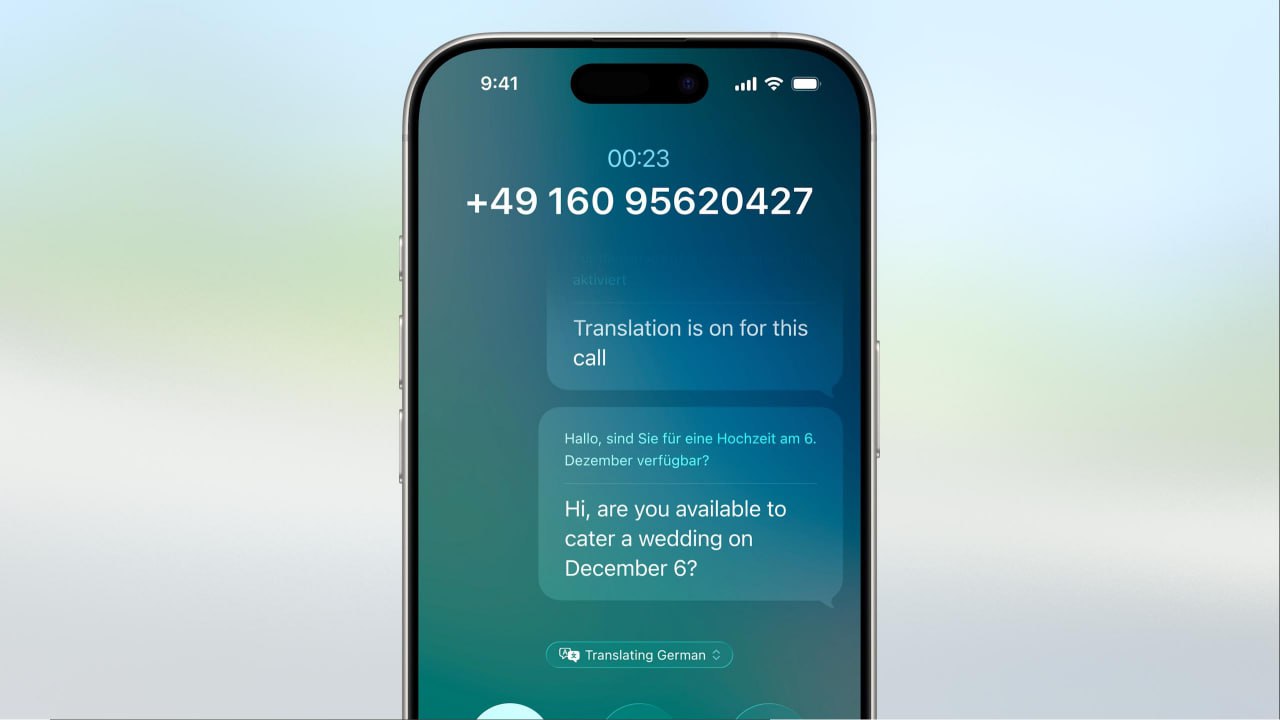 Пример интерфейса перевода сообщений. Источник - apple.com