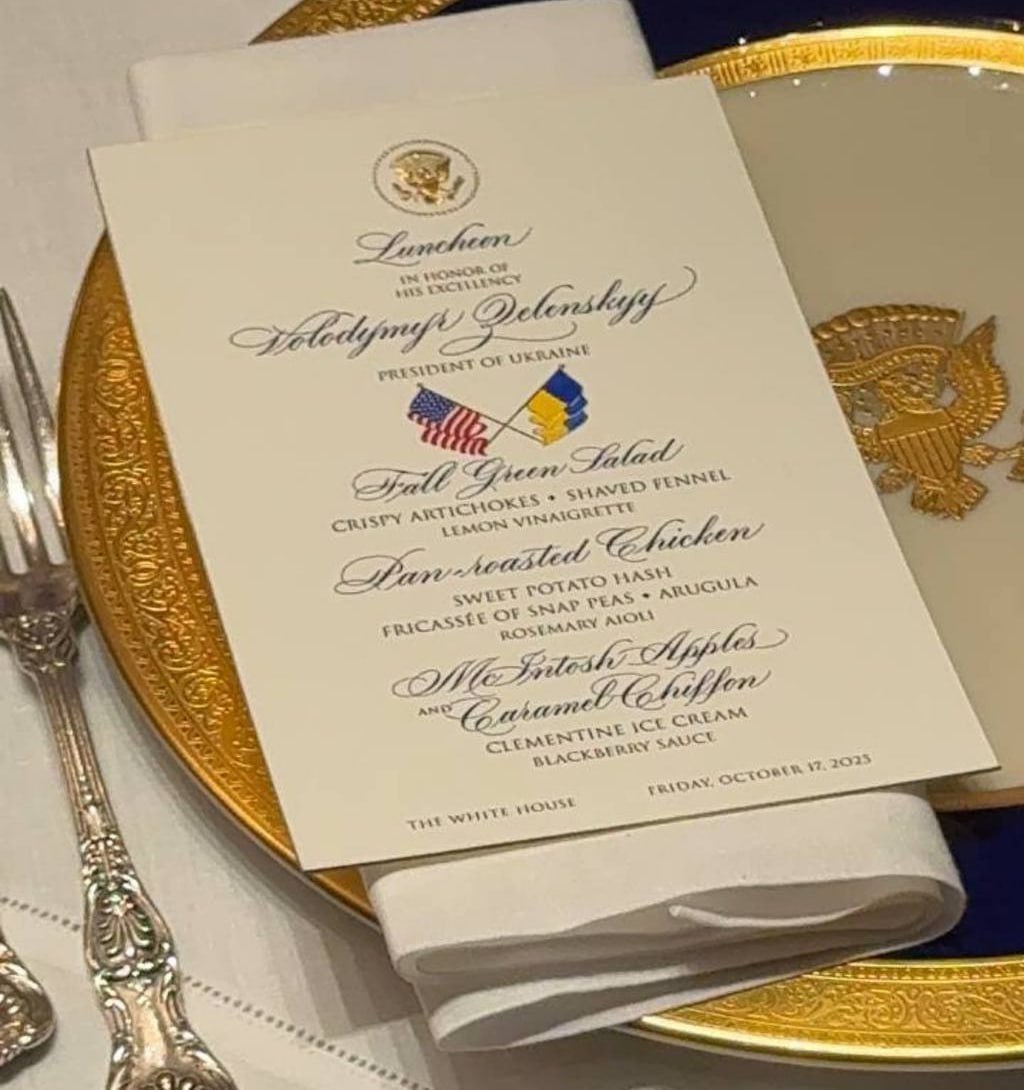 Фото меню в Белом доме для Зеленского