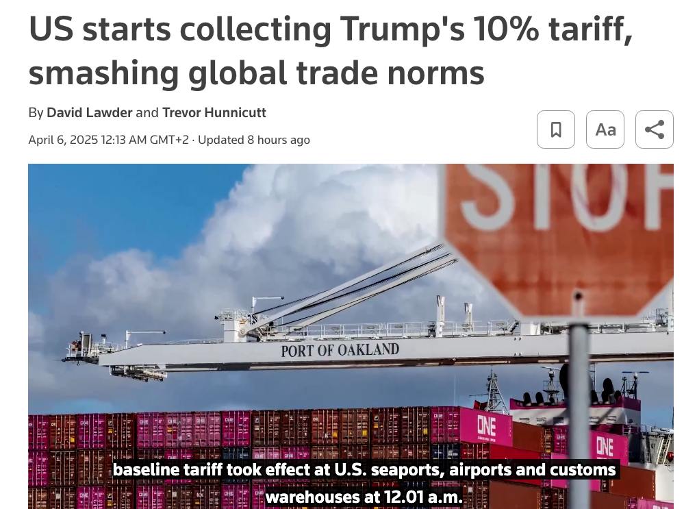 Снимок заголовка на reuters.com