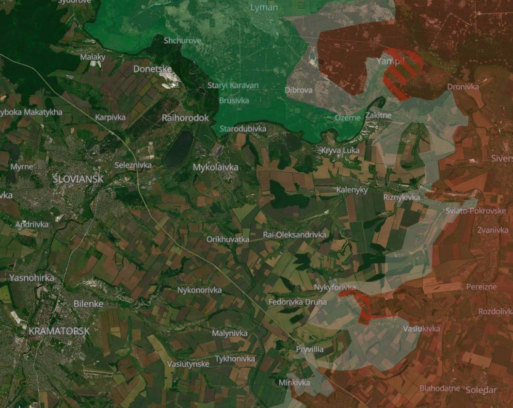 Ямпіль Донецької області. Карта бойових дій. Джерело - DeepState